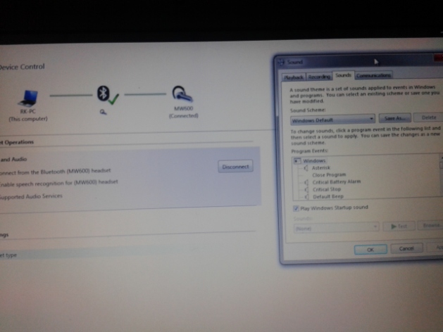 Connection error with laptop and BT headset